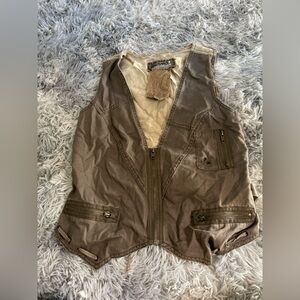 Da-Nang Surplus Indo-Chine Utility Zip Vest Brown Military Cargo Style Y2K